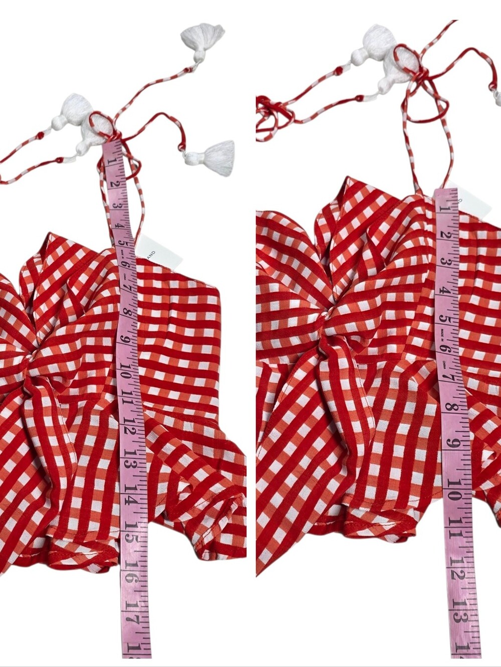 FAITHFULL THE BRAND Red plaid peplum camisole with front tie - Picture 14 of 16